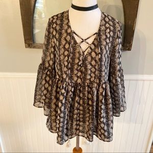 Show me your MuMu snake print peasant top